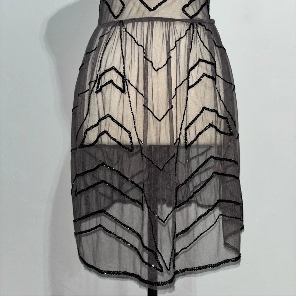 Free People Sheer Beaded Mesh Boho Dress S